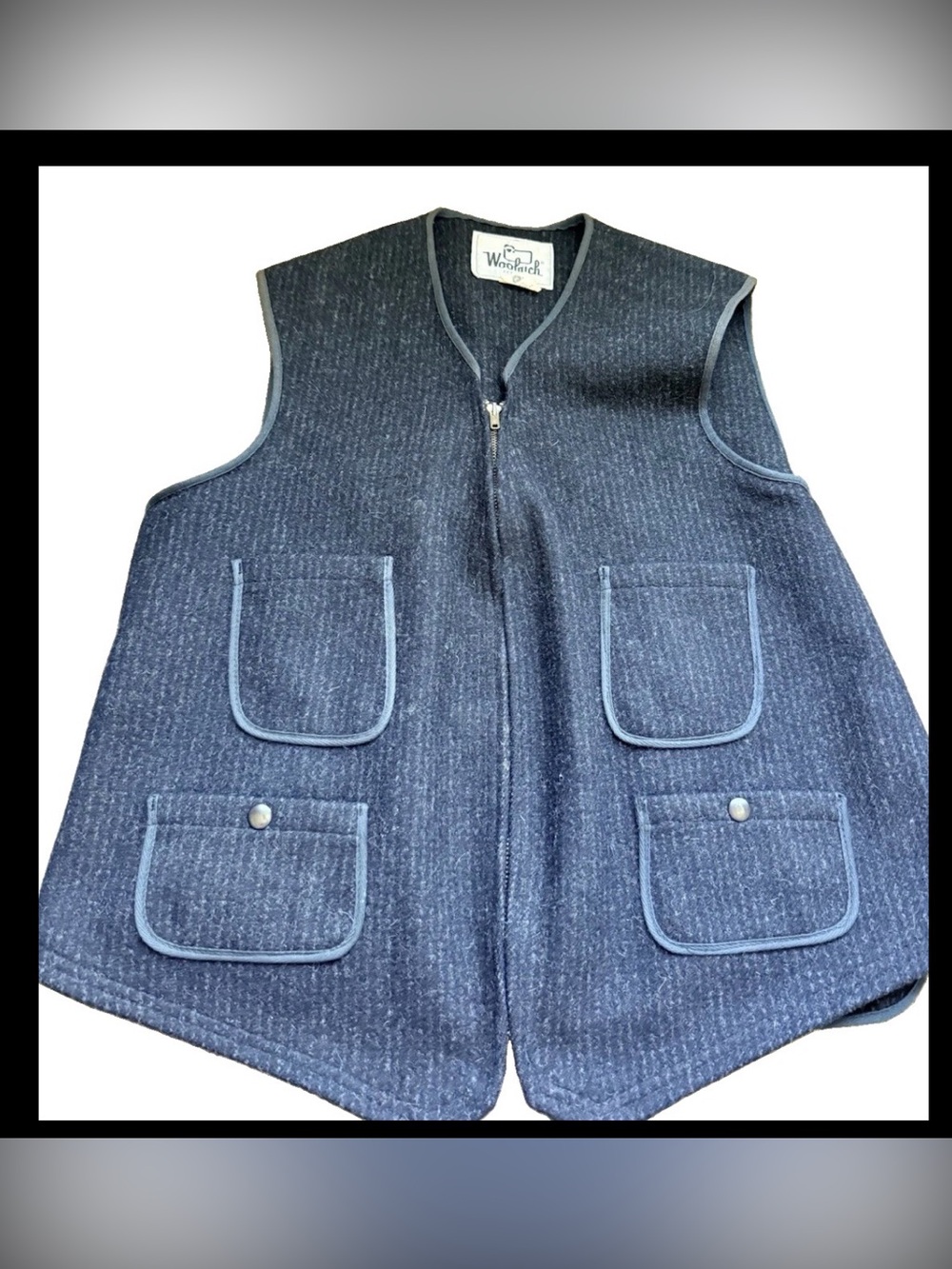 VTG Woolrich Men’s Wool Mackinaw Buckle Back Full Zip Vest Jacket USA Sz 48